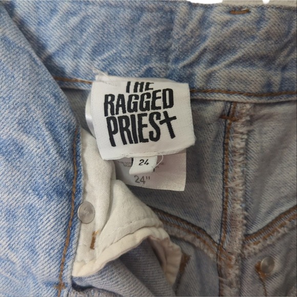 The Ragged Priest Light Wash Rigid Denim Distressed Fishnet Mesh Detail Jeans 24 - Picture 5 of 8